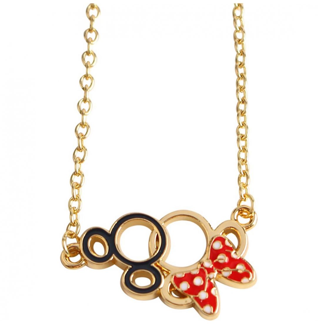 Collar Dorado Silueta Mickey Y Minnie Disney Modelo Co07 para Niña