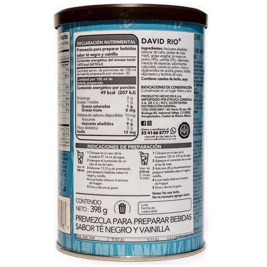 Chai Elephant Vanilla 398 Grs David Rio