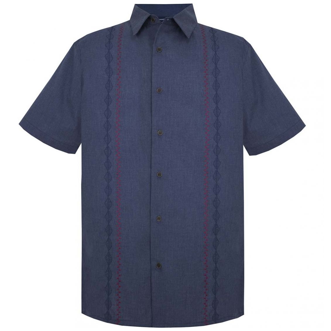 Guayabera Talla Plus Azul Obscuro Manga Corta con Bordado Cancumisa Modelo 6377Ik para Caballero