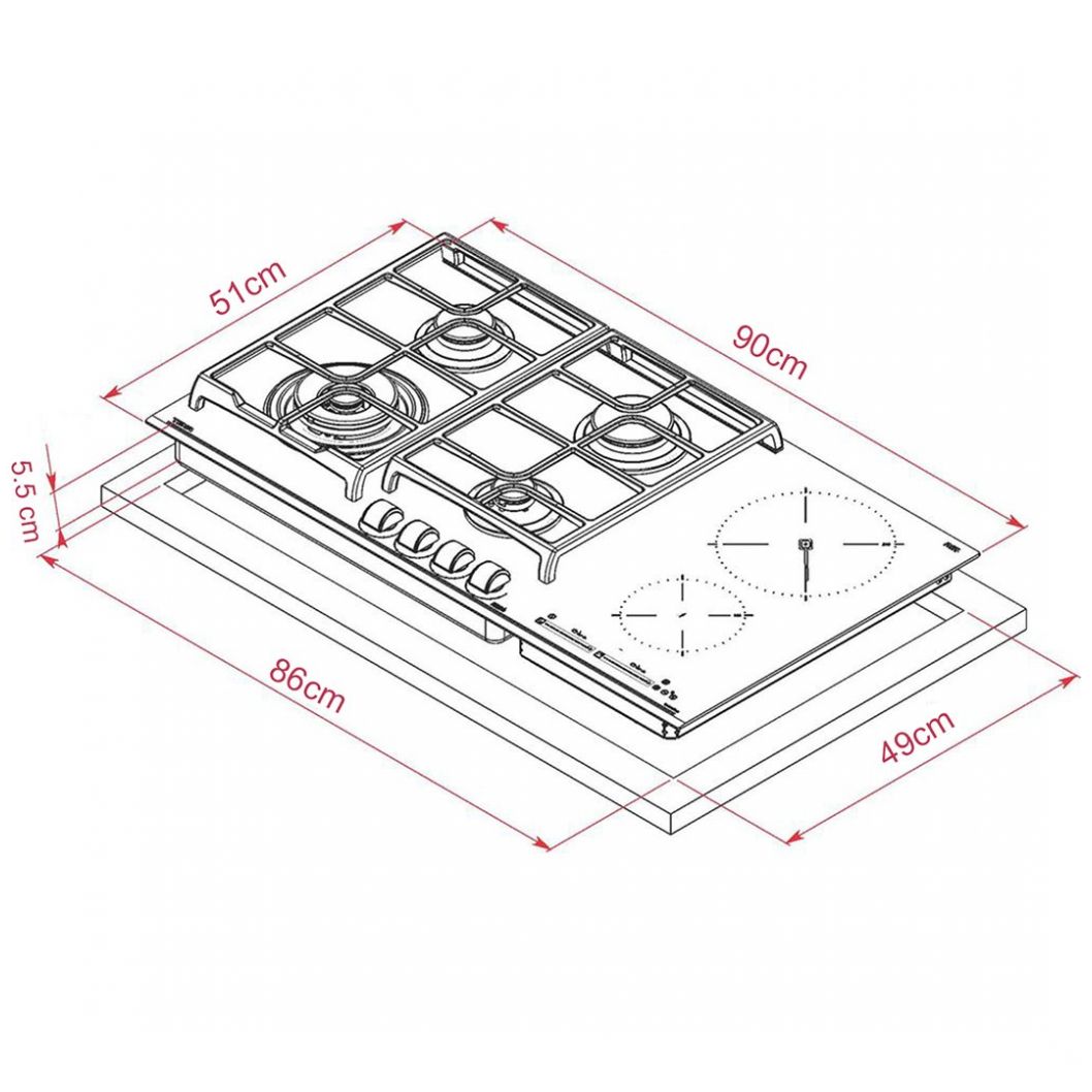 Parrilla Híbrida de Gas + Inducción Teka Jzc 96342 Bbb Bk Hybrid