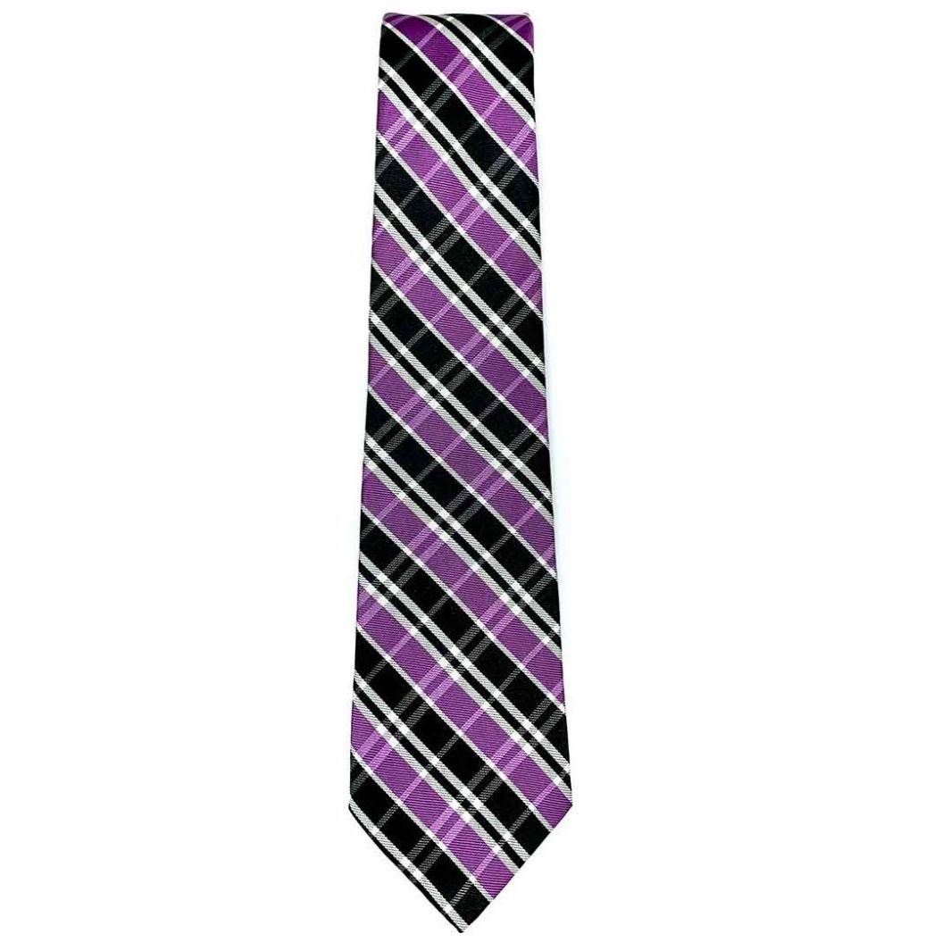 Corbata para Hombre Carlo Corinto con Diseño Elegante Cuadro Color Morado