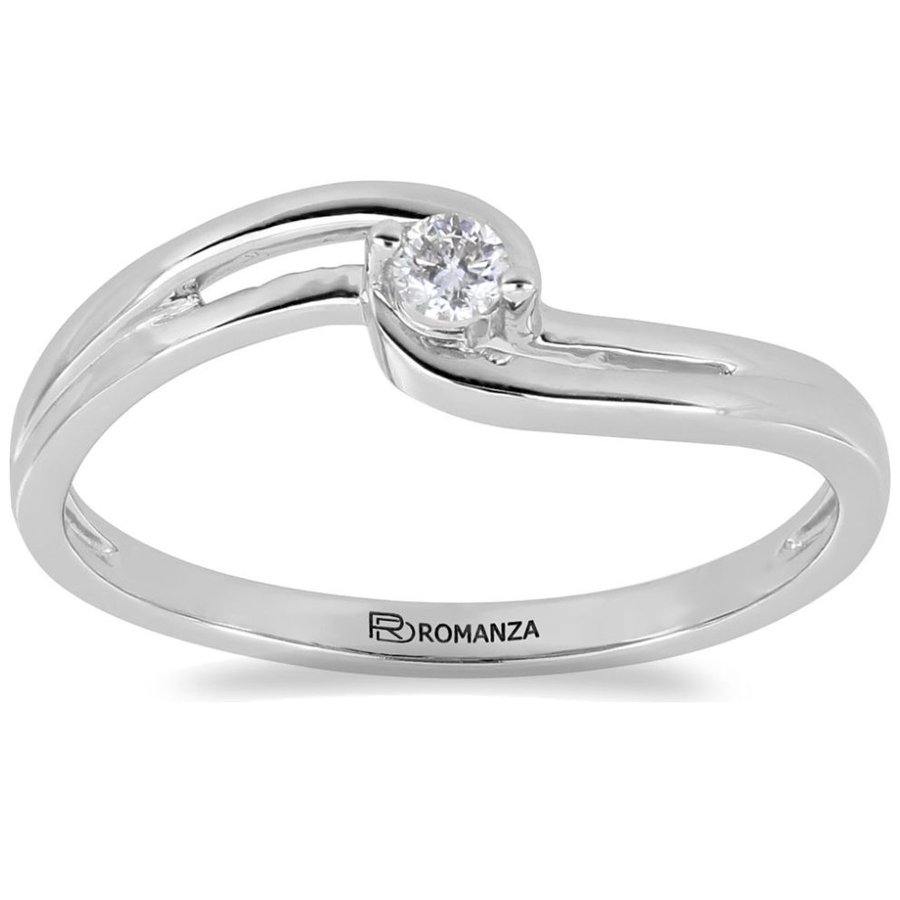 Anillo de Compromiso Oro Blanco 14K y 0.07 Qts Diamante Romanza