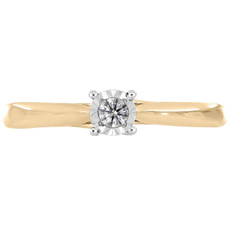 Anillo Oro Amarillo 14K y 0.06 Ct Diamante Romanza