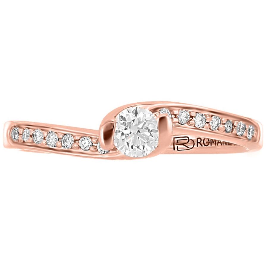 Solitario Oro Rosa 14K y 0.14-0.25 Ct Diamante con Adornos Romanza