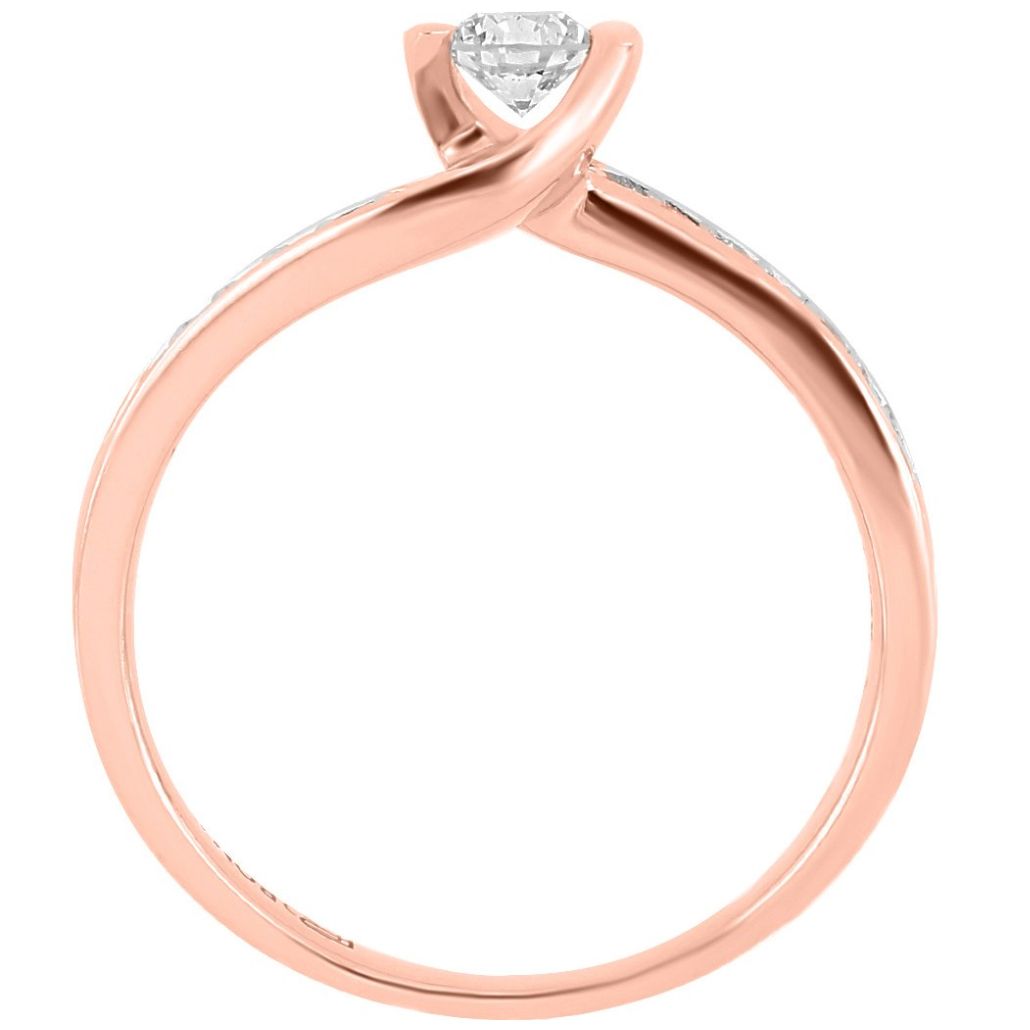 Solitario Oro Rosa 14K y 0.14-0.25 Ct Diamante con Adornos Romanza