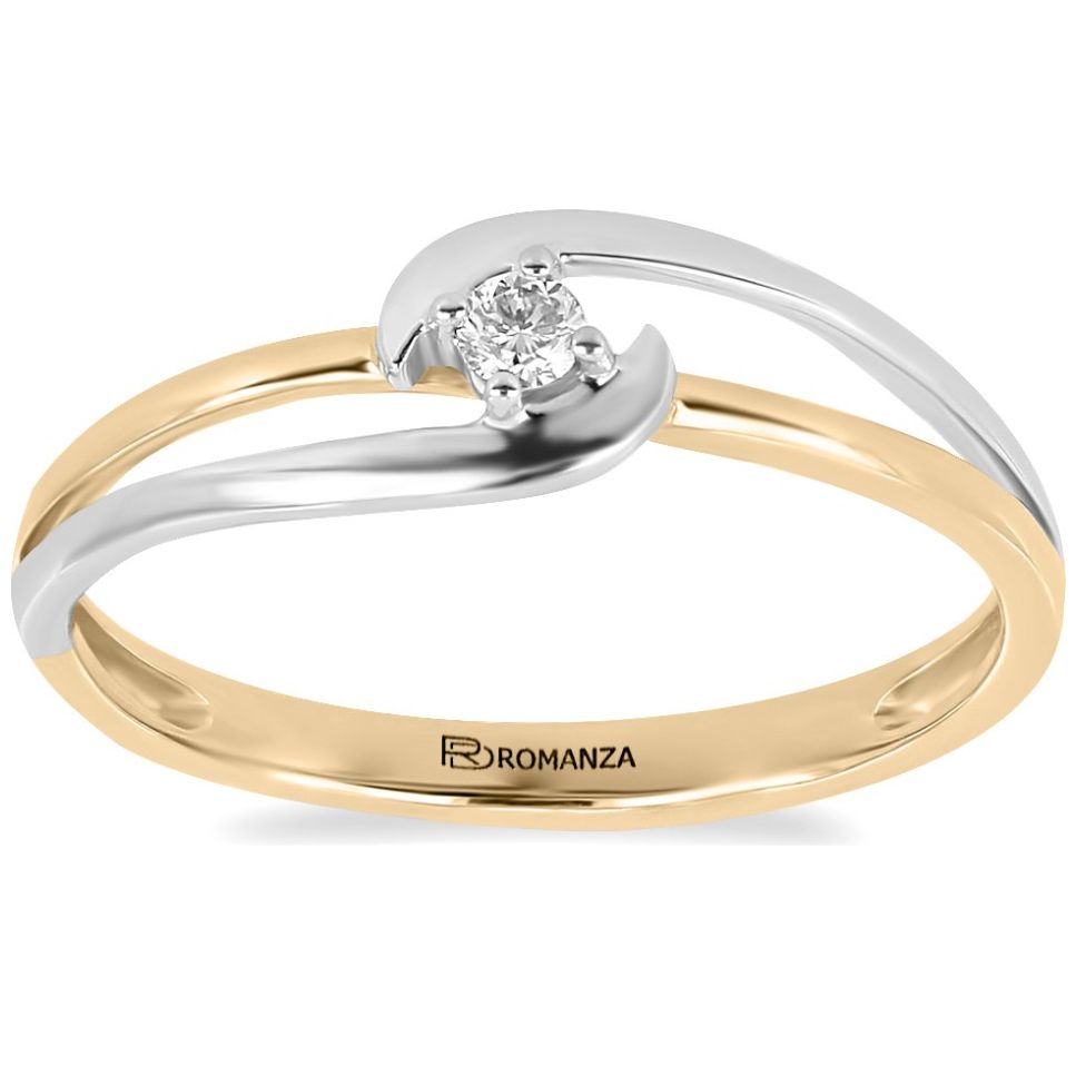 Solitario Oro Combinado 14K y 0.05 Ct Diamante Romanza