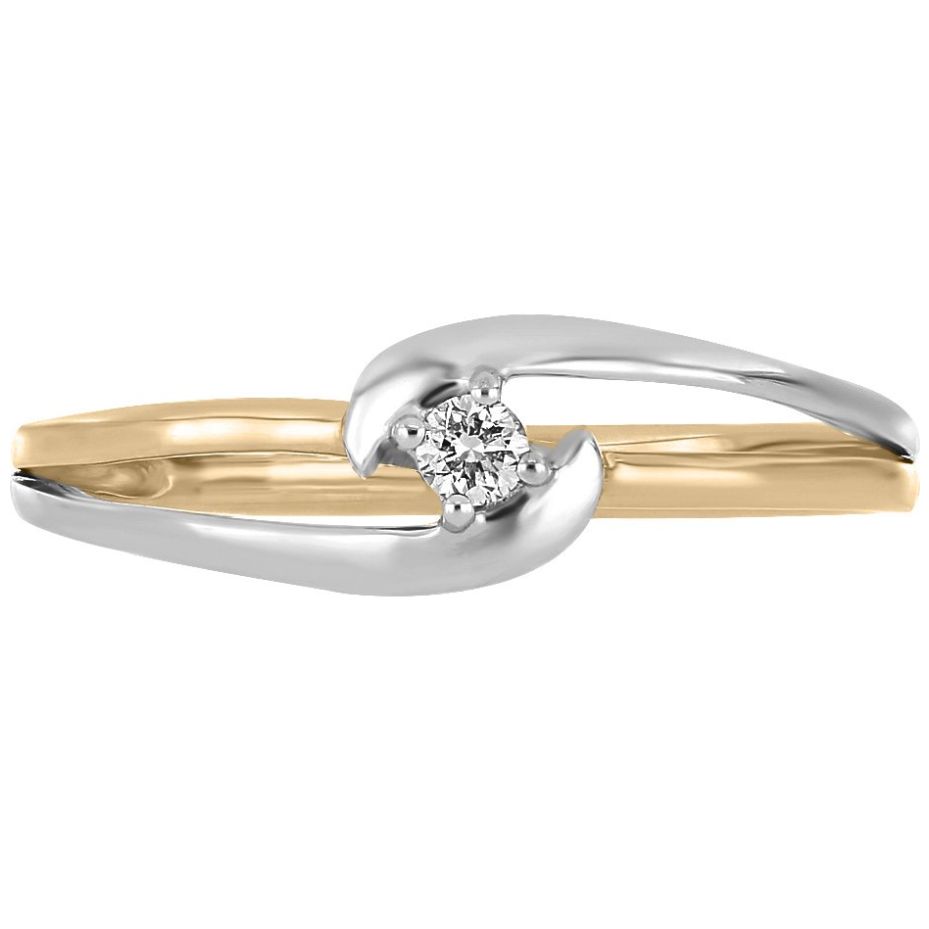 Solitario Oro Combinado 14K y 0.05 Ct Diamante Romanza