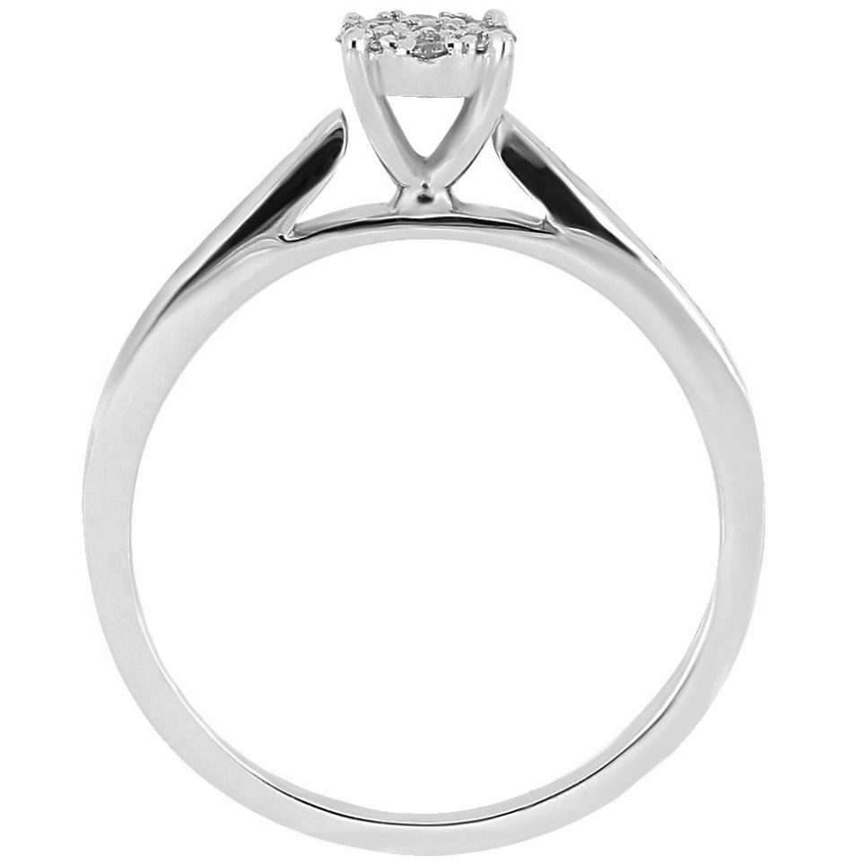 Solitario Roseta Oro Blanco 14K y 0.20 Ct Diamante Romanza