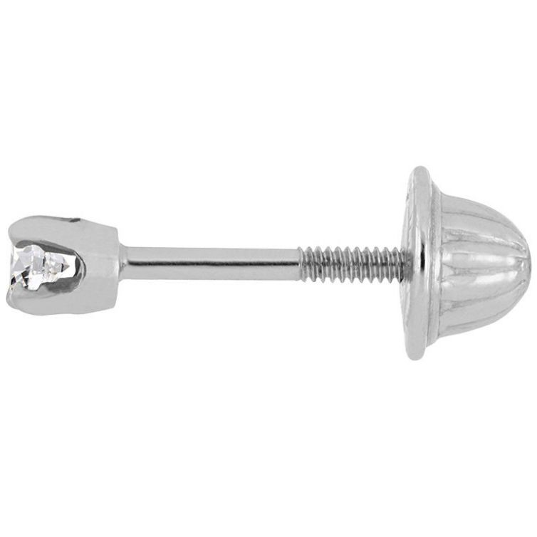 Aretes 14Kt Oro Blanco y .06 Qts para Bebé Diamante Romanza