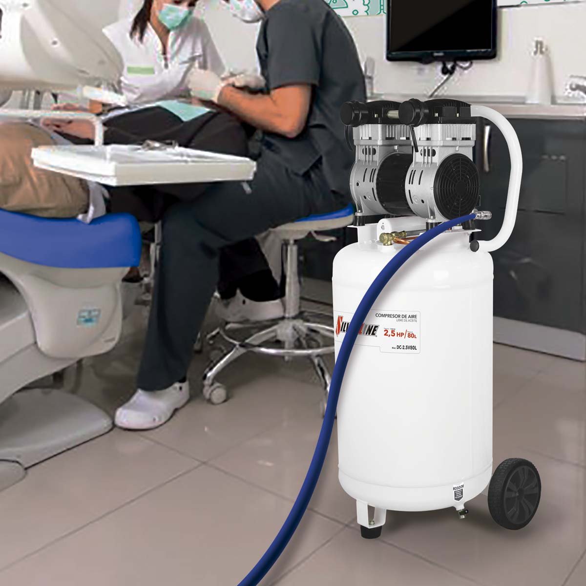 Compresor de Aire Libre de Aceite 2.5 Hp Vertical Dc-2.5V80L Silverline