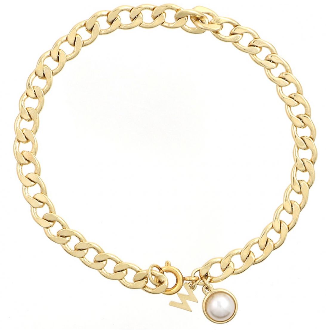 Pulsera con Charm de Perla Y Letra W Acabado Dorado Westies