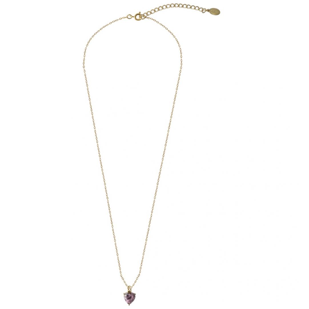 Dije con Cadena de Corazón Rosa en Acabado Dorado Westies