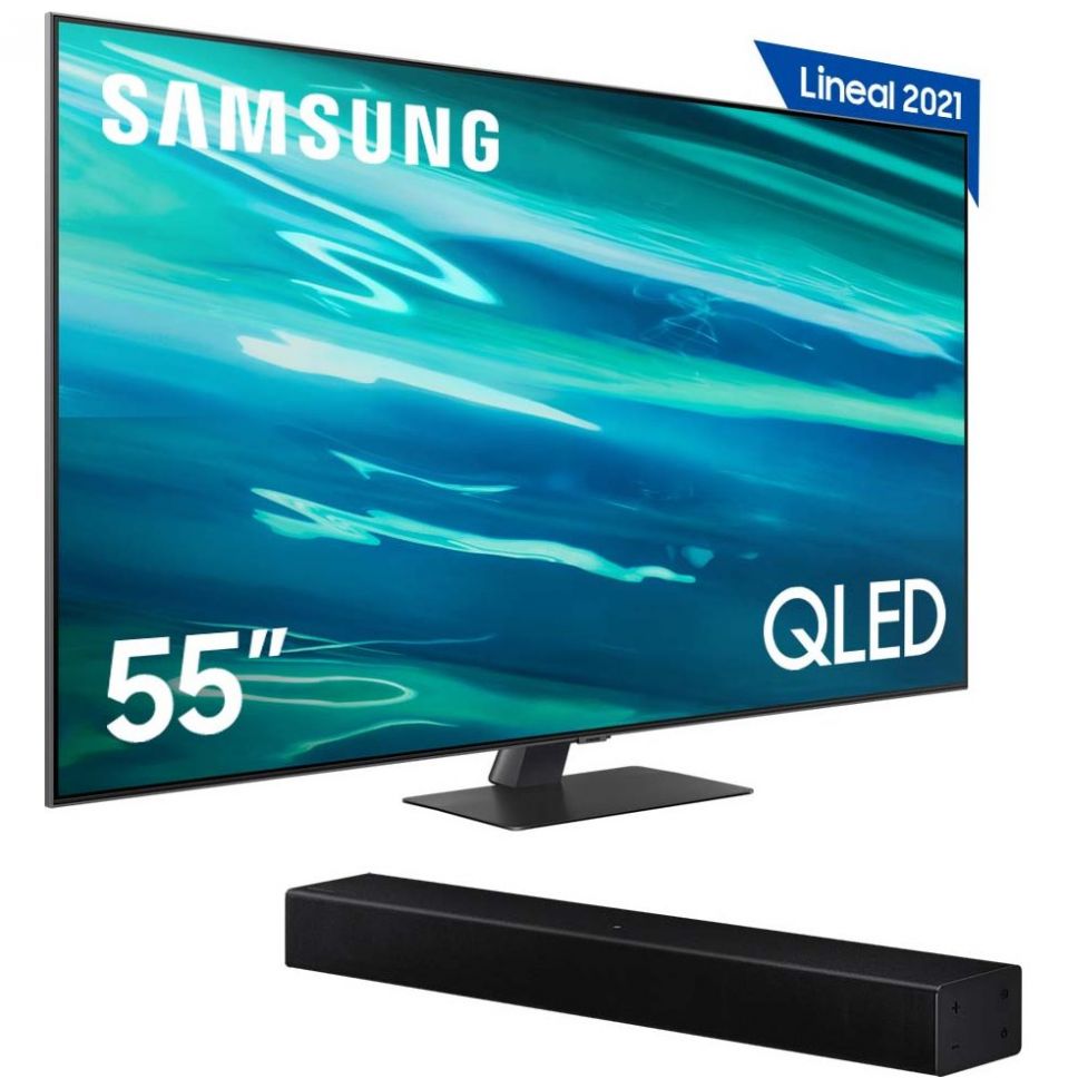 Paquete Pantalla Samsung 55" Smart Tv Qled 4K Qn55Q80Aafxzx + Barra de Sonido Samsung Hw-T400/zx