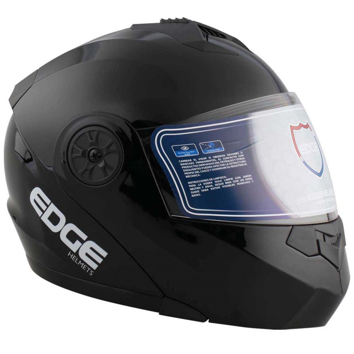 Casco para Motociclista Turbo Negro Solido Edge