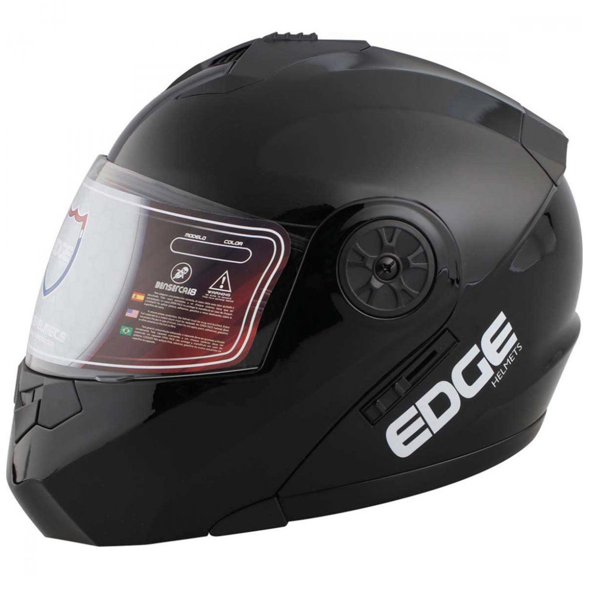 Casco para Motociclista Turbo Negro Solido Edge