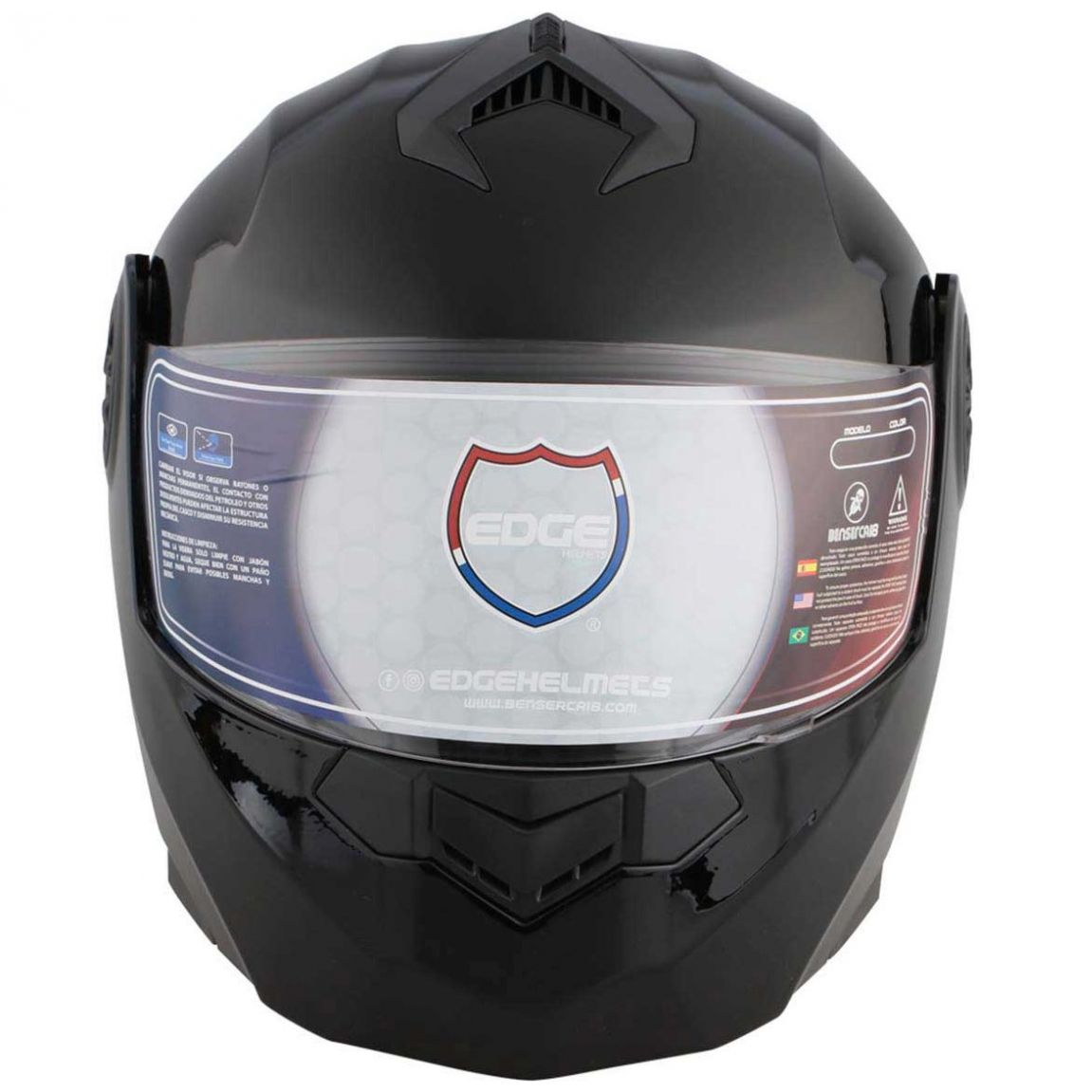 Casco para Motociclista Turbo Negro Solido Edge