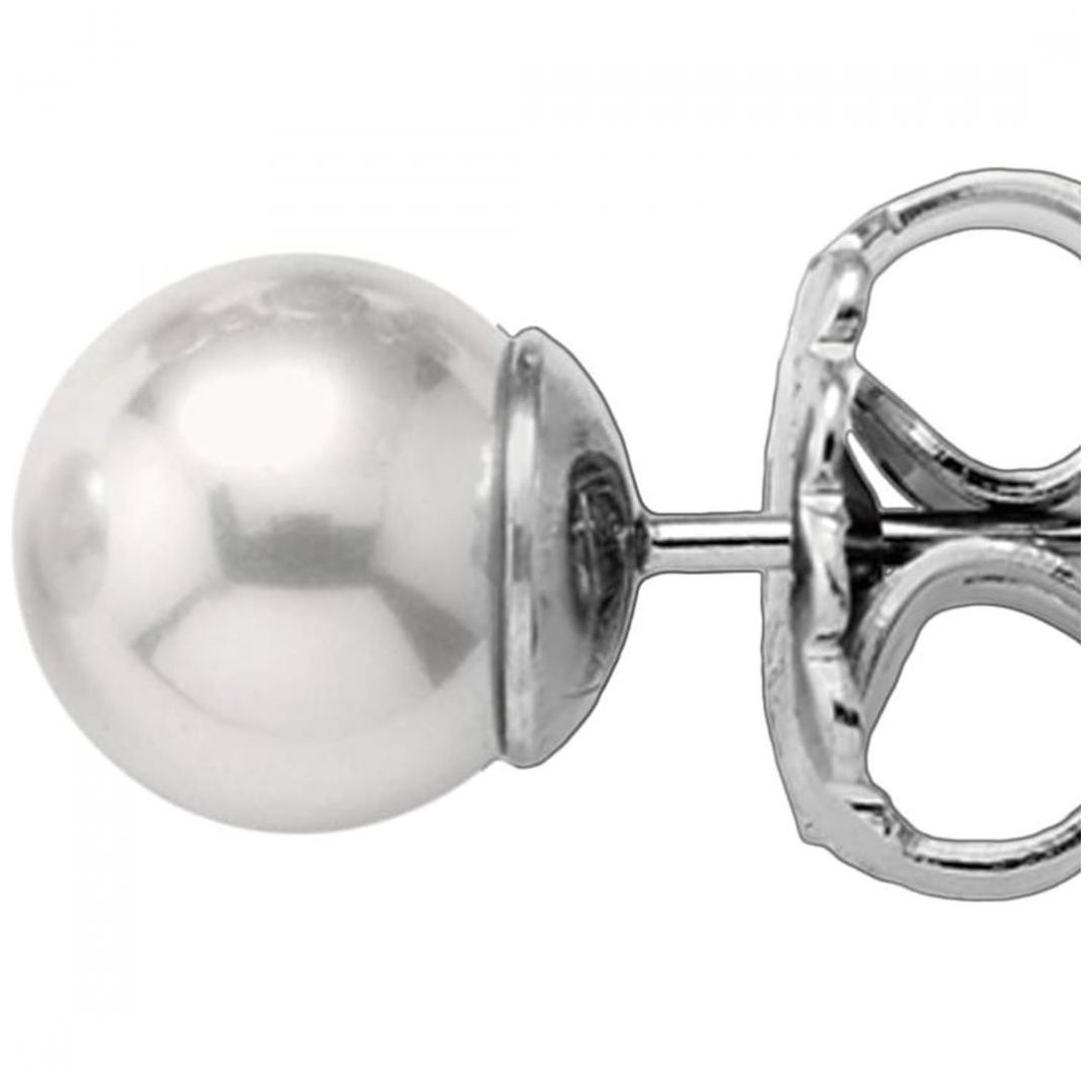 Aretes Perla Blanca 6Mm Chapa Madreperla Majorica