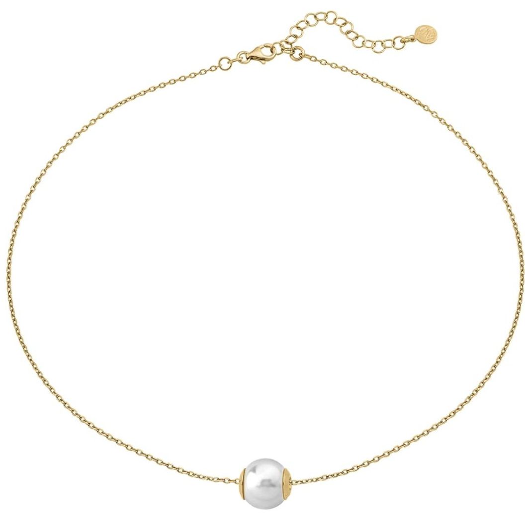 Cadena Majorica Plata Dorada Perla Blanca 12Mm