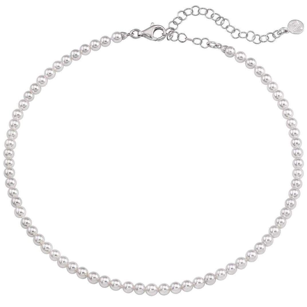 Collar Majorica Perla Blanca 4 Mm  Plata Rodiada