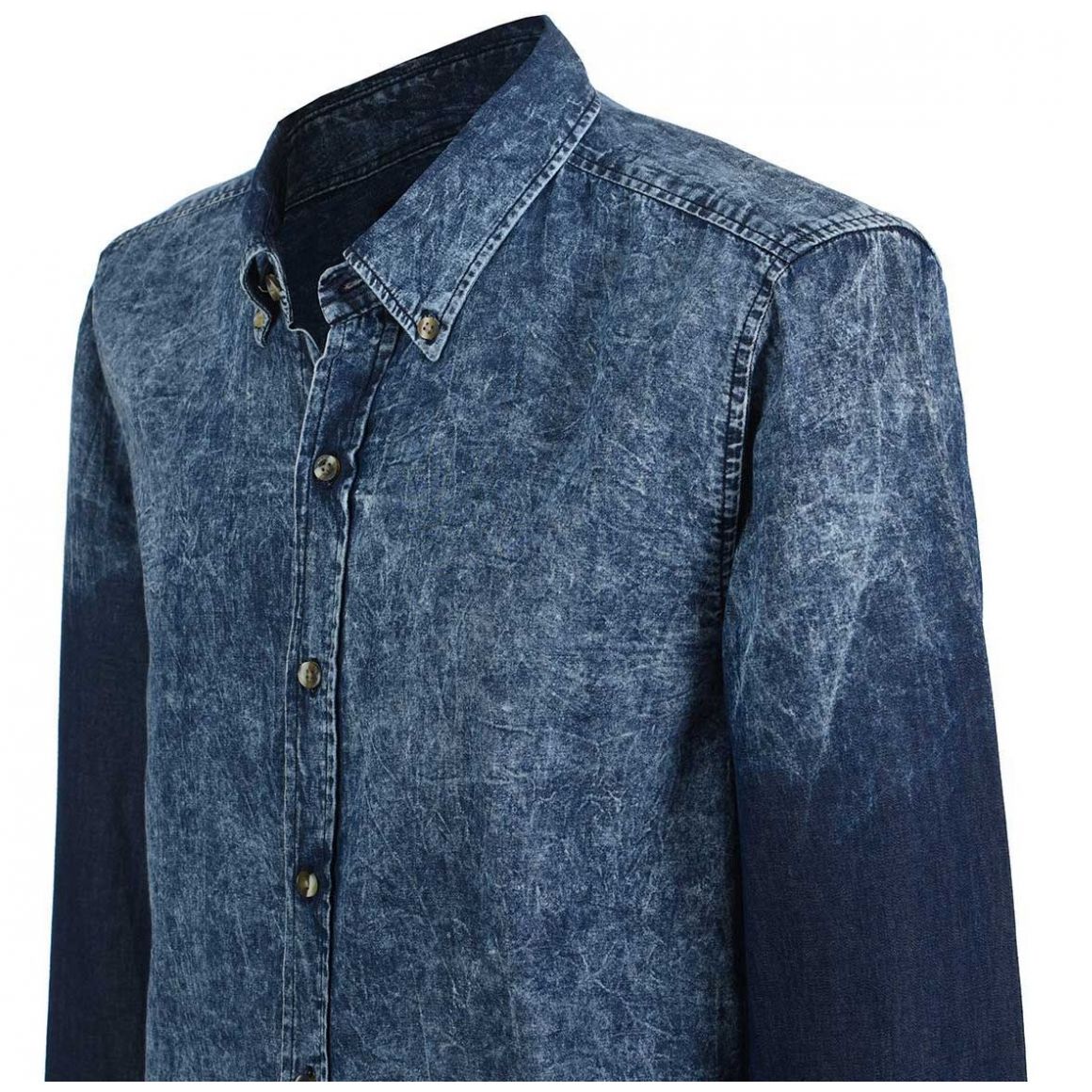Camisa Manga Larga Mezclilla Deslavada Carlo Corinto para Hombre
