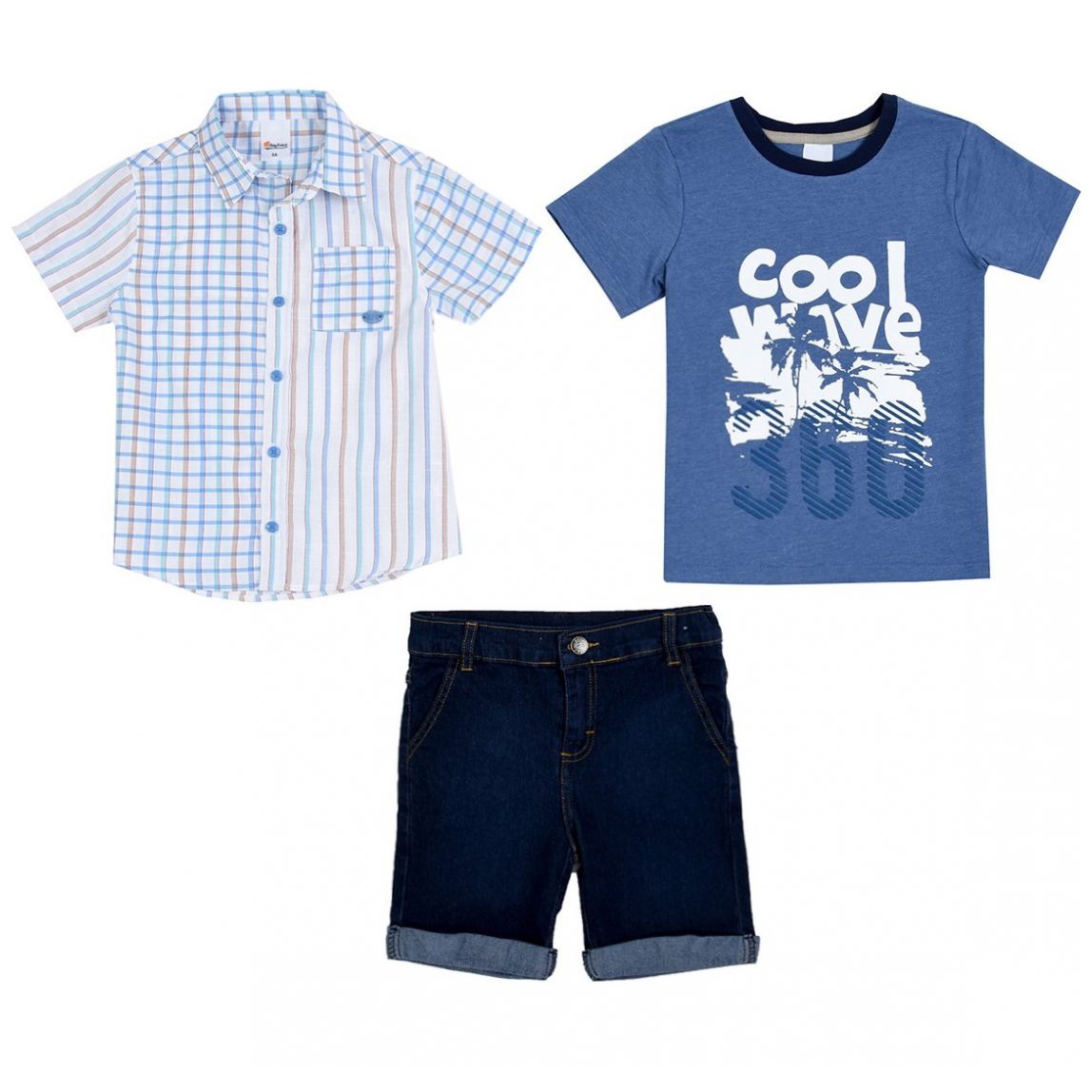 Conjunto 3 Piezas Camisa Mc con Playera Mc Y Short Bo1322-5 Being 2 Nice