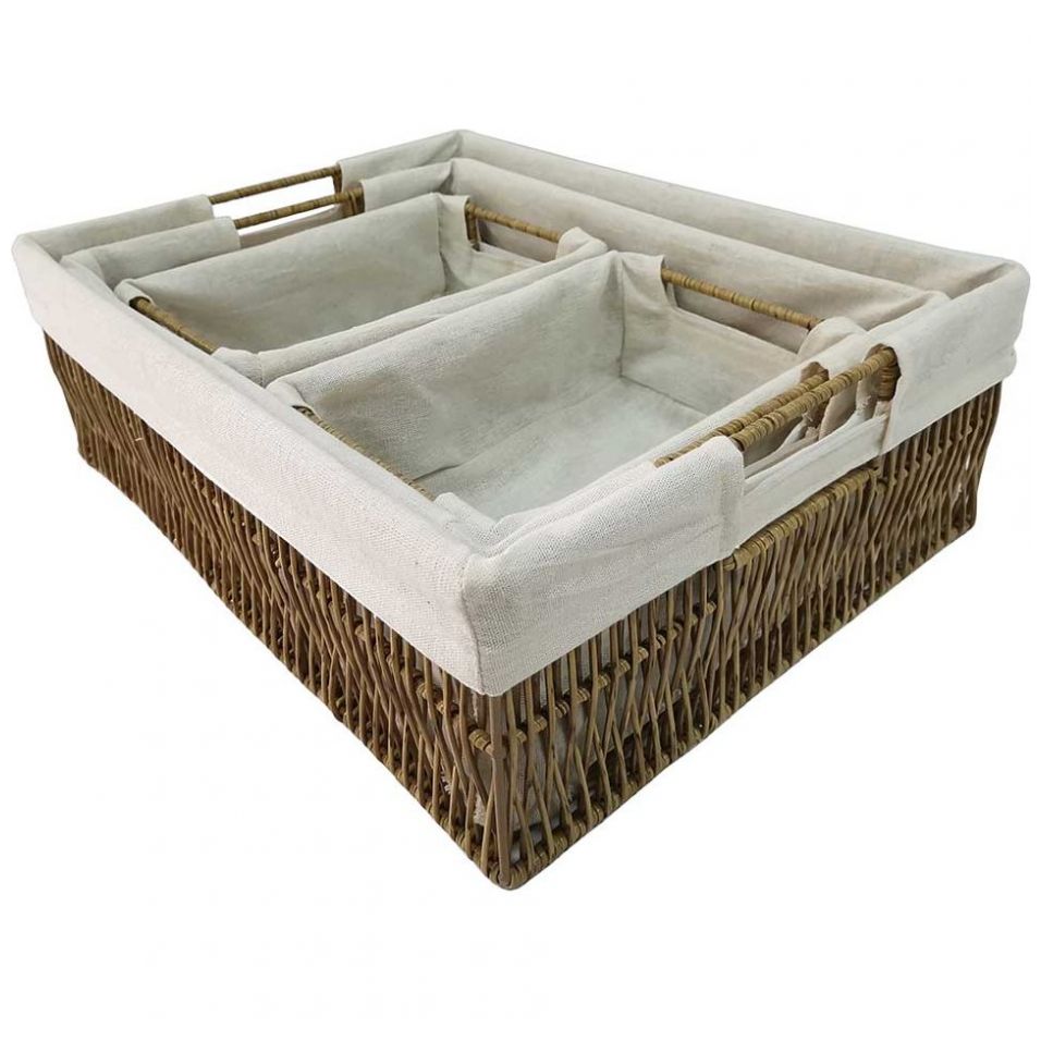 Set de 4 Canastas Organizadoras con Revestimiento Vintage Home