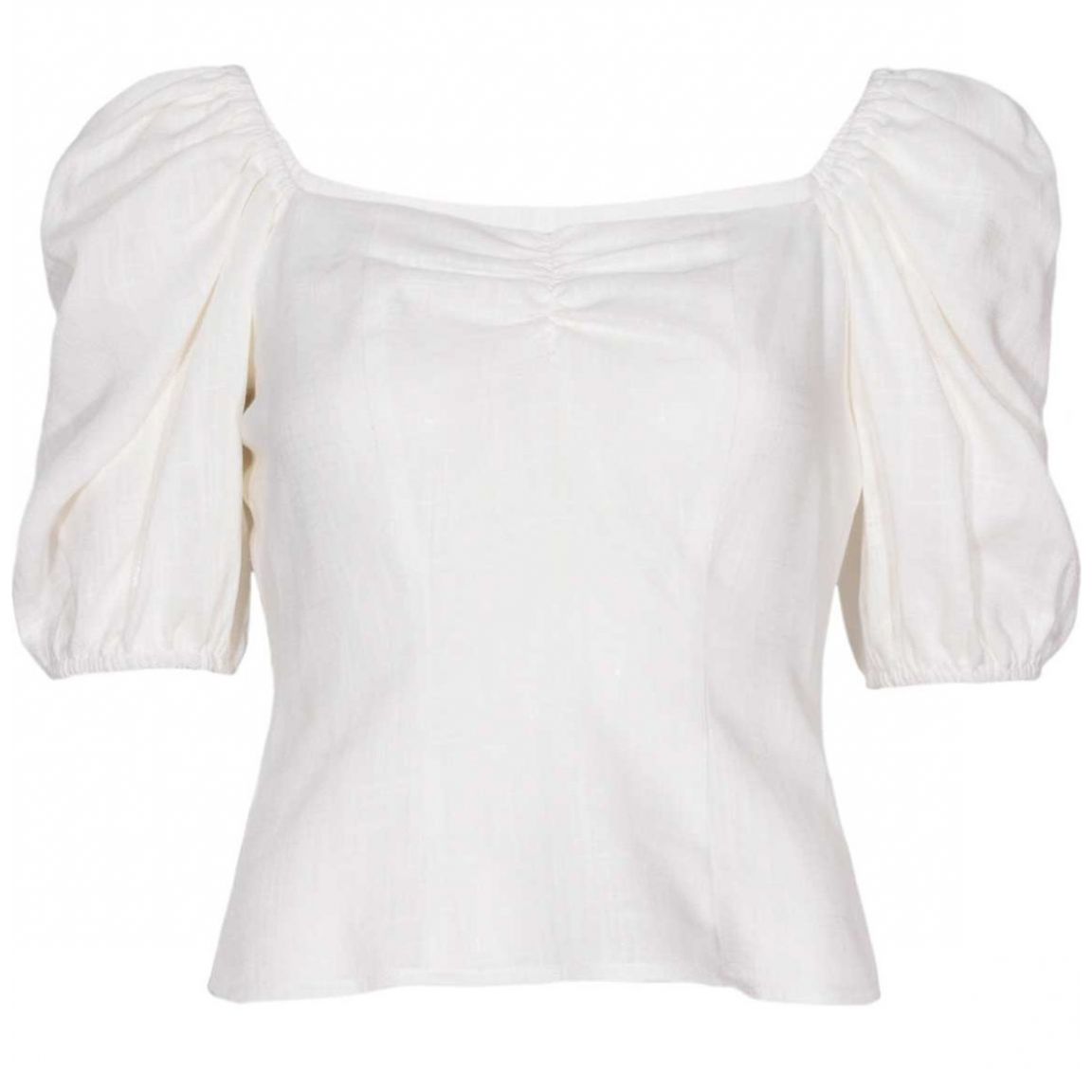 Blusa Escote Cuadrado Elástico en Hombros Y Mangas Studio si