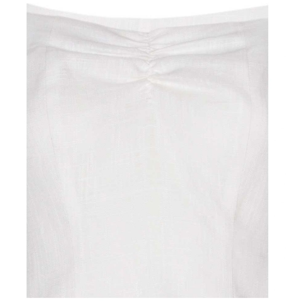 Blusa Escote Cuadrado Elástico en Hombros Y Mangas Studio si