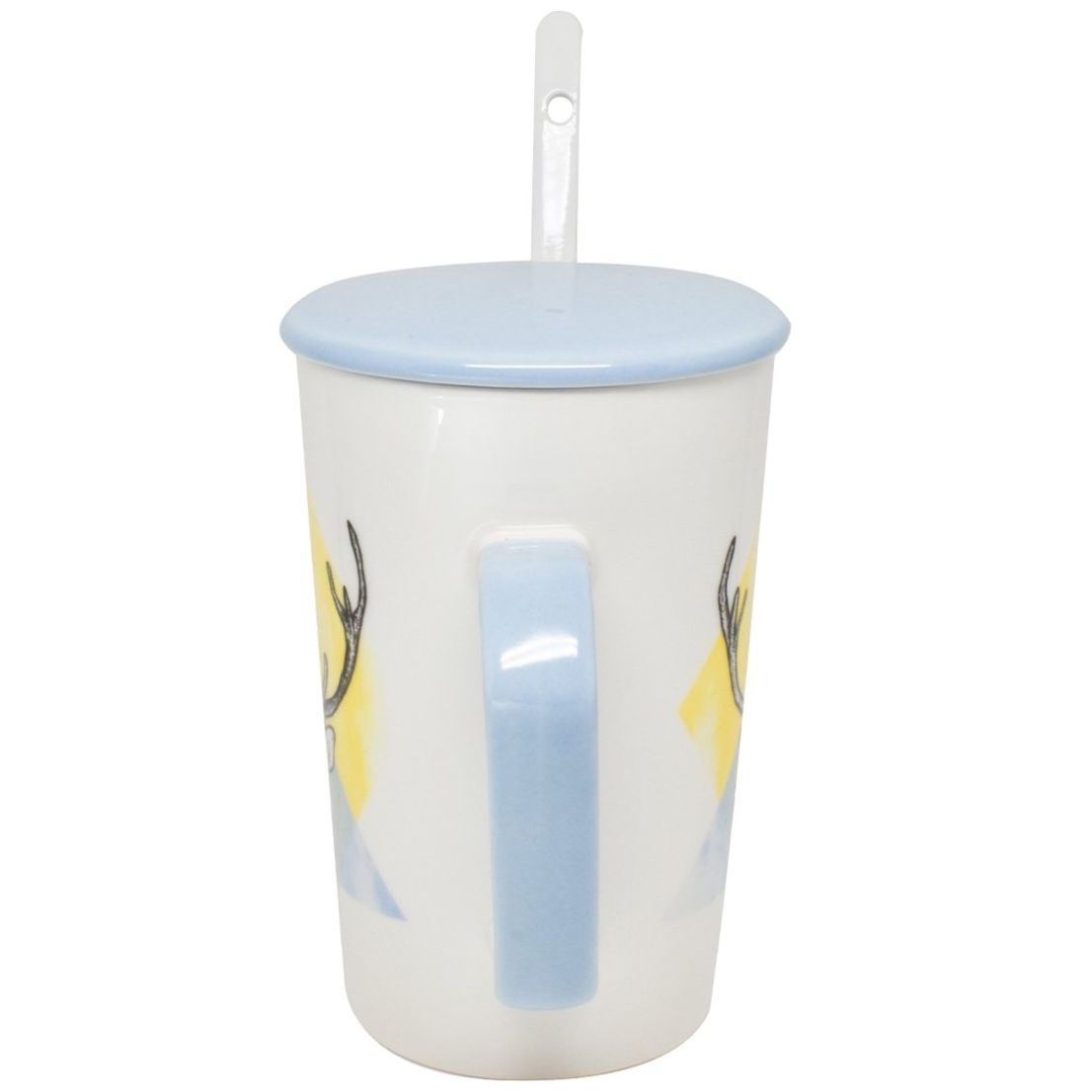 Taza Cerámica Distinto con Tapa Y Cuchara Venado