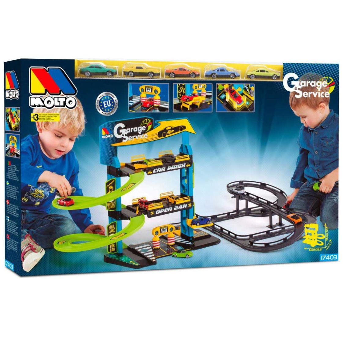 Estacionamiento de Juguete con 3 Plantas, Pistas Y 5 Carros Molto