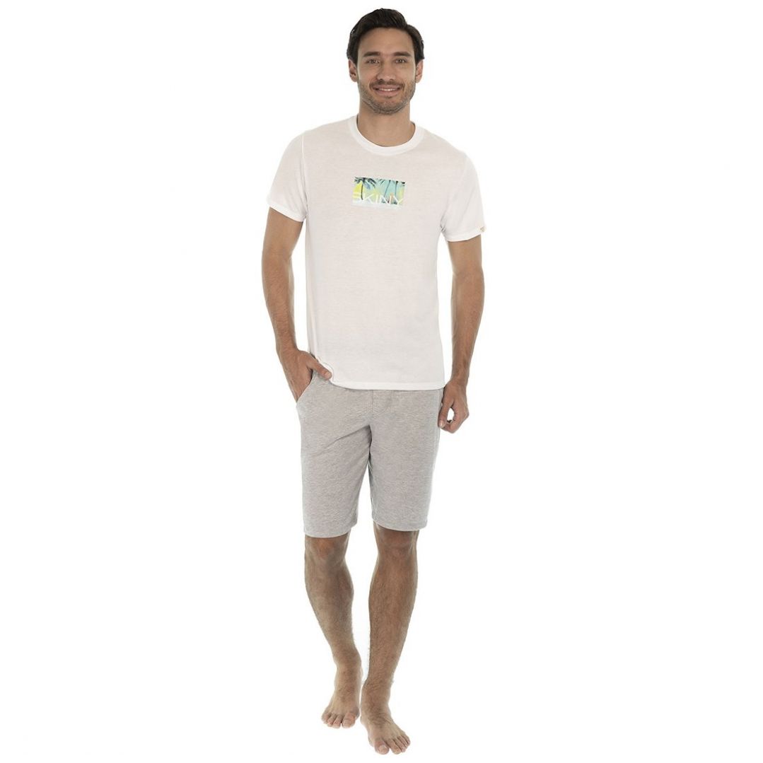 Pigiama Uomo in Cotone Set Manica Corta Camicia Top e Pantaloncini Sleepwear Loungewear 3XL-5XL,Set01,3XL