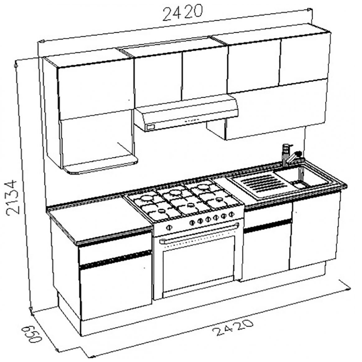 Cocina Integral Rouge 2.42M. Estufa Izquierda, Tarja Derecha