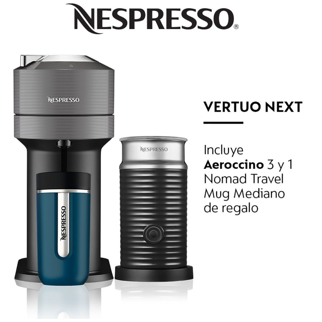 Combo Vertuo Next Blanco con Jarabes Y Vertuo Alto Mug Nespresso