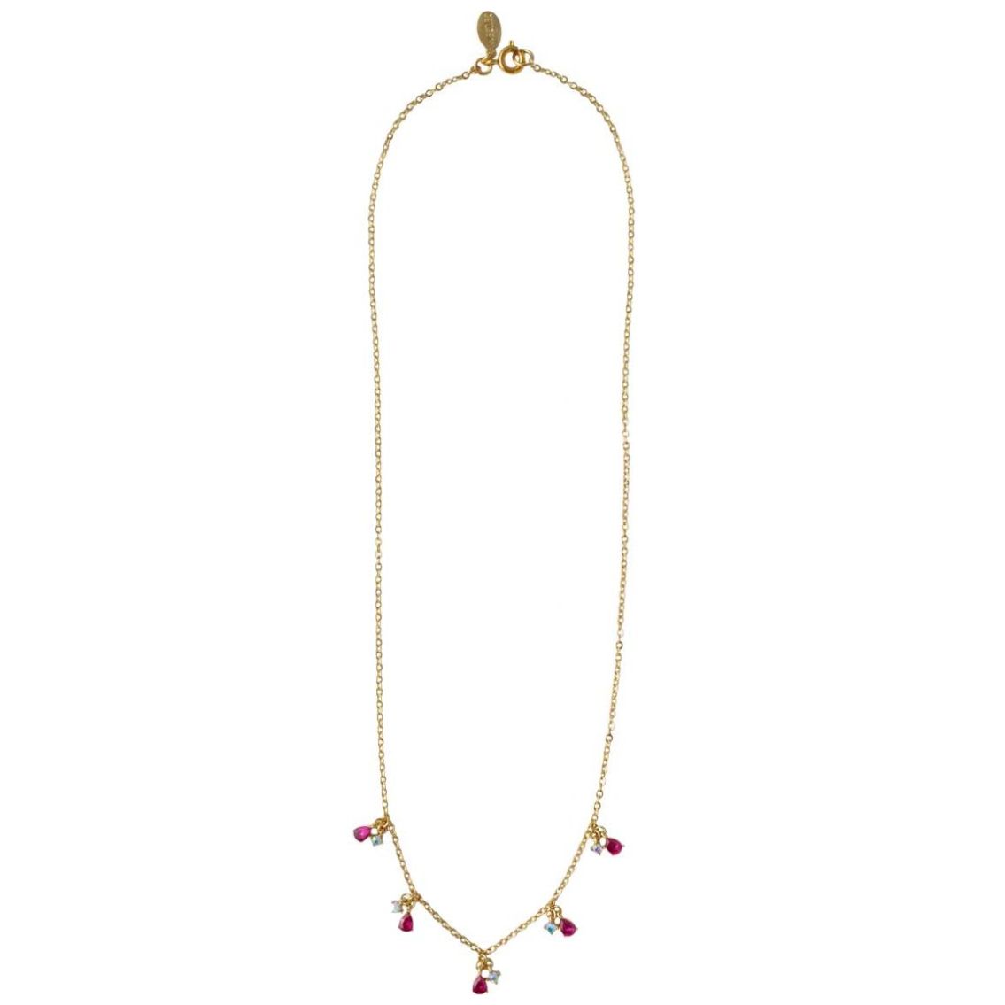 Collar con Gotas de Cristal Color Ruby en  Dorado Westies