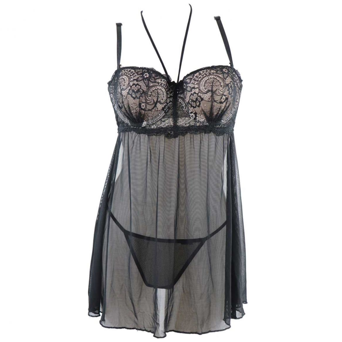 Baby Doll Negro de Encaje Couture