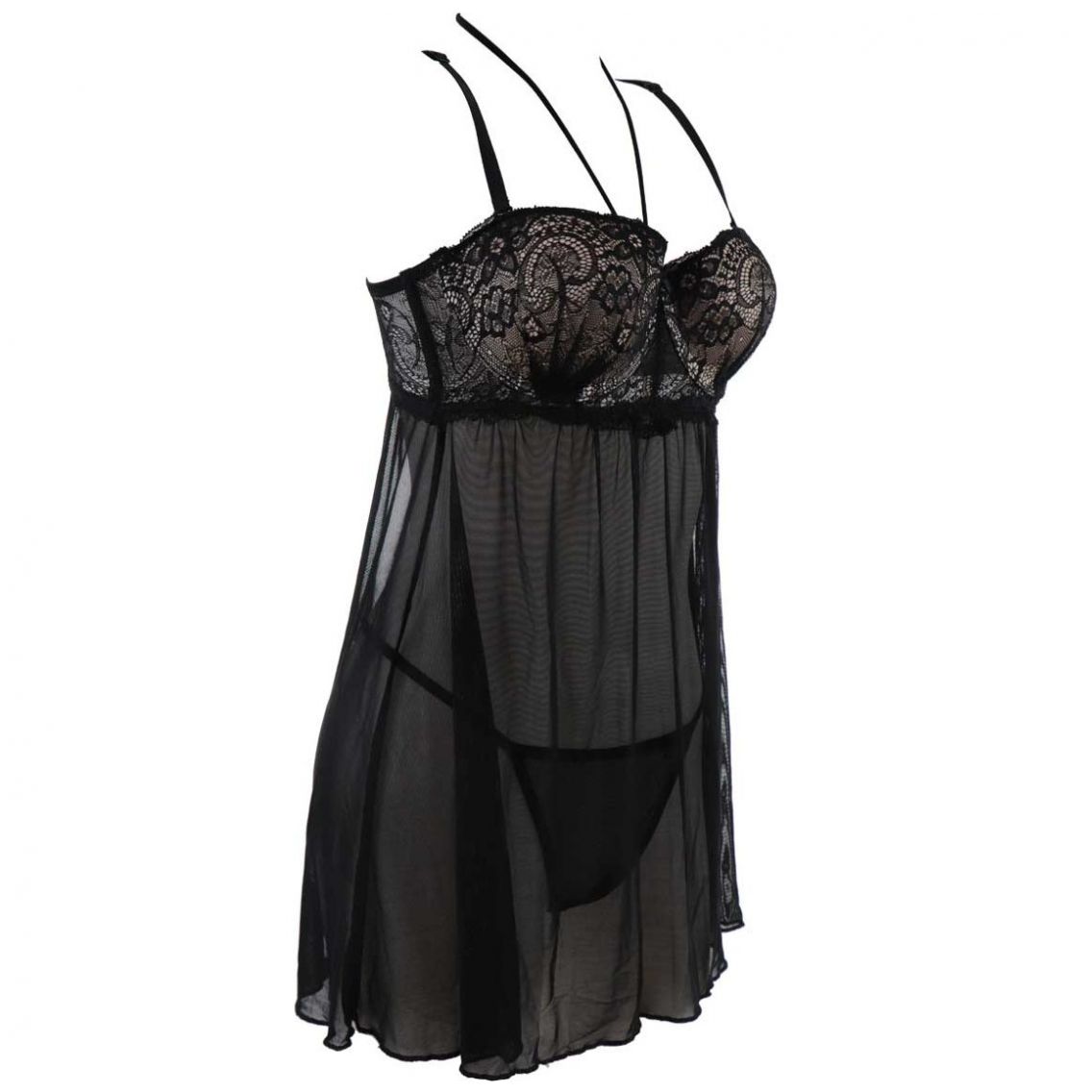 Baby Doll Negro de Encaje Couture