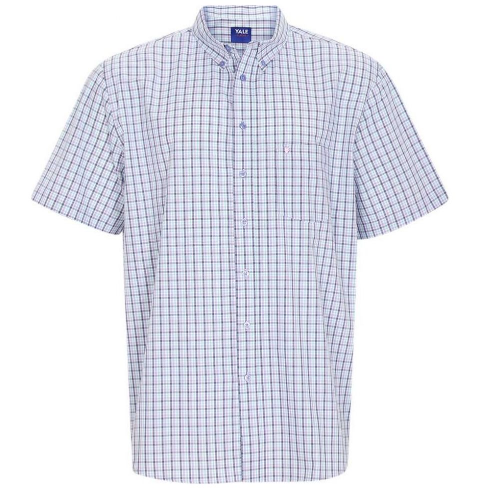 Camisa Talla Plus Manga Corta a Cuadros Yale Modelo 04 2201 5007 para Caballero