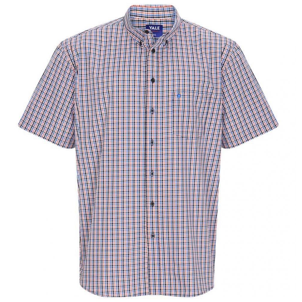 Camisa Talla Plus Manga Corta a Cuadros Yale Modelo 04 2201 5007 para Caballero