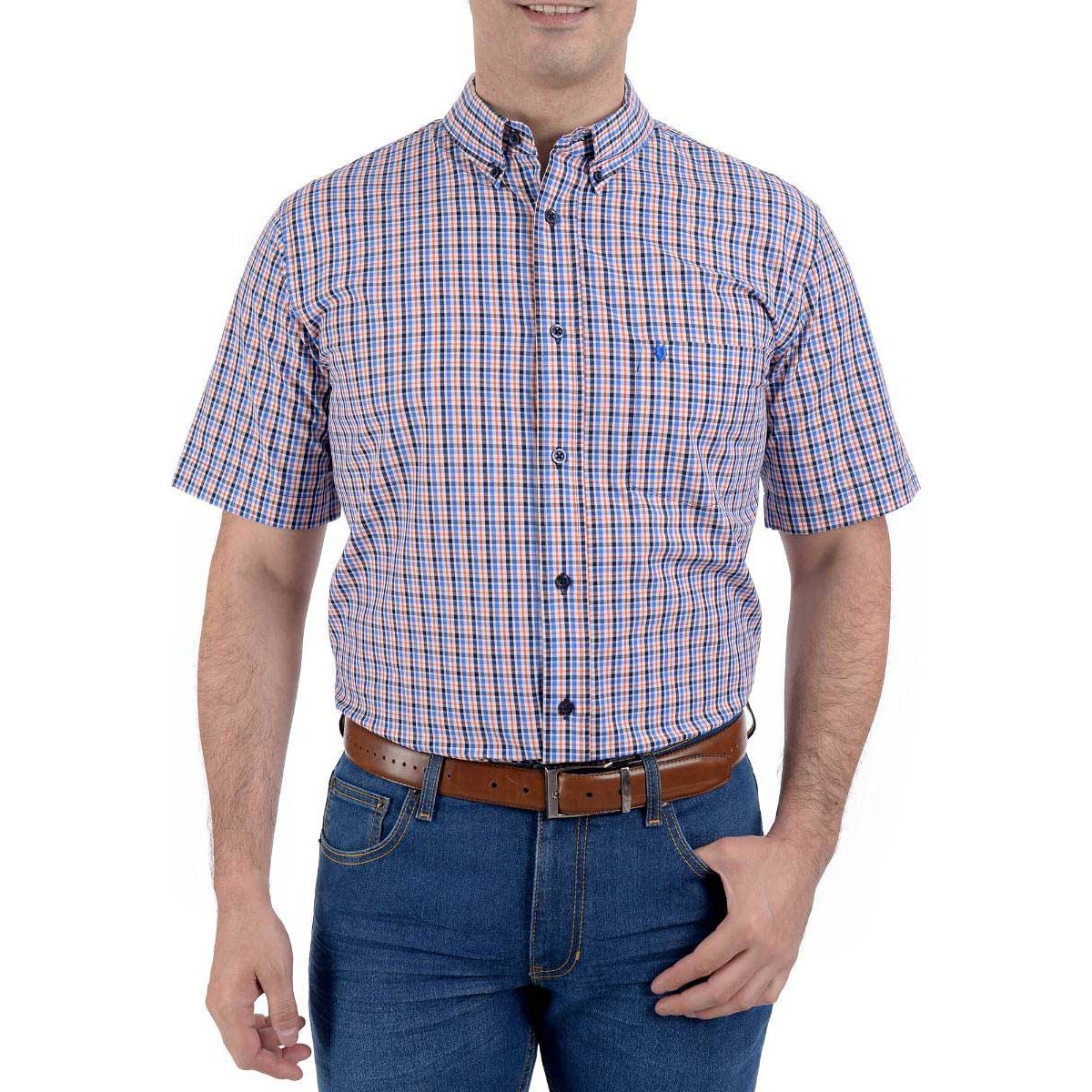 Camisa Talla Plus Manga Corta a Cuadros Yale Modelo 04 2201 5007 para Caballero
