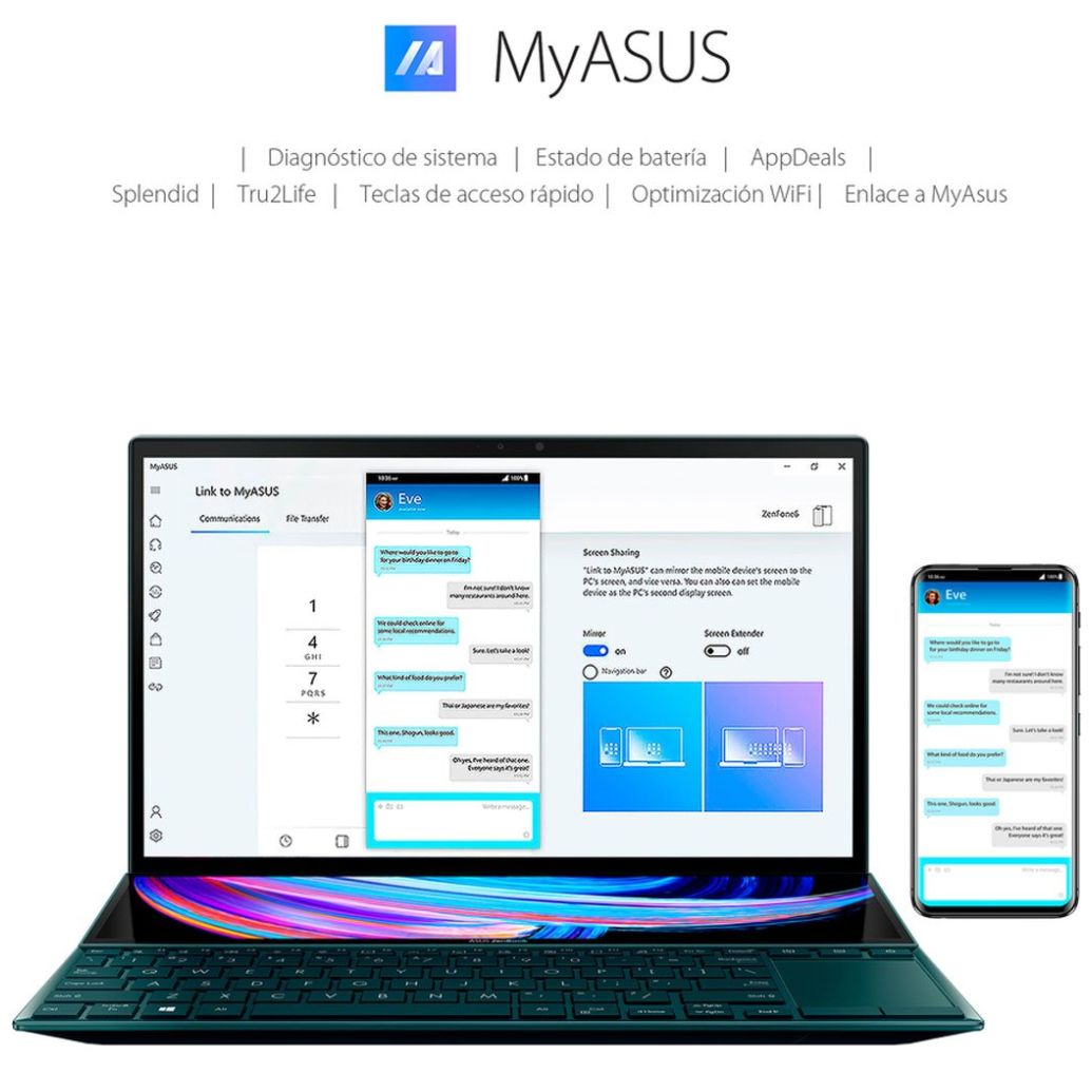 Laptop 14" Asus Zenbook Dúo Ux482Ea-Ka149T Ci7 11Th 16G 512Ssd Iris X Azul