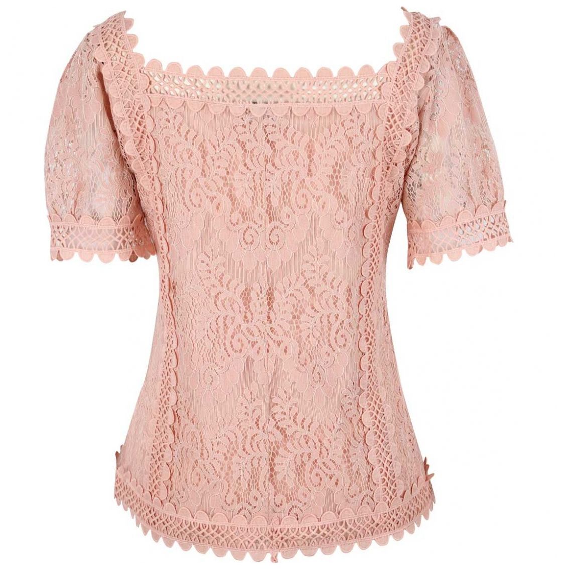 Blusa Cuello Cuadrado Diseño Encaje Basel para Mujer