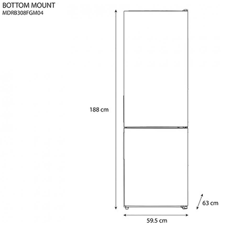 Refrigerador  Bottom Freezer Midea Inoxidable Antihuella 11 P Mdrb308Fgm04