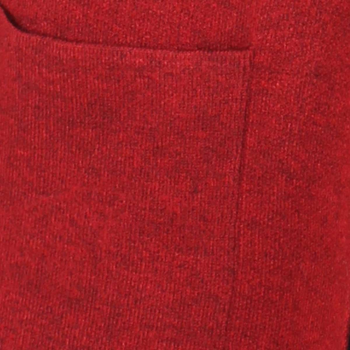 Suéter Rojo Obscuro Cuello Abierto Diseño Largo con Bolsas Elle