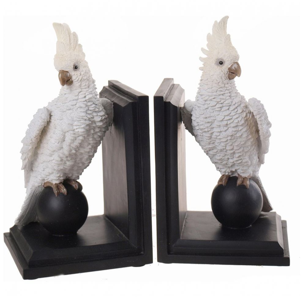 Separador de Libros Pájaros Cockatiel Poli 9 Blanco Negro Sagebrook