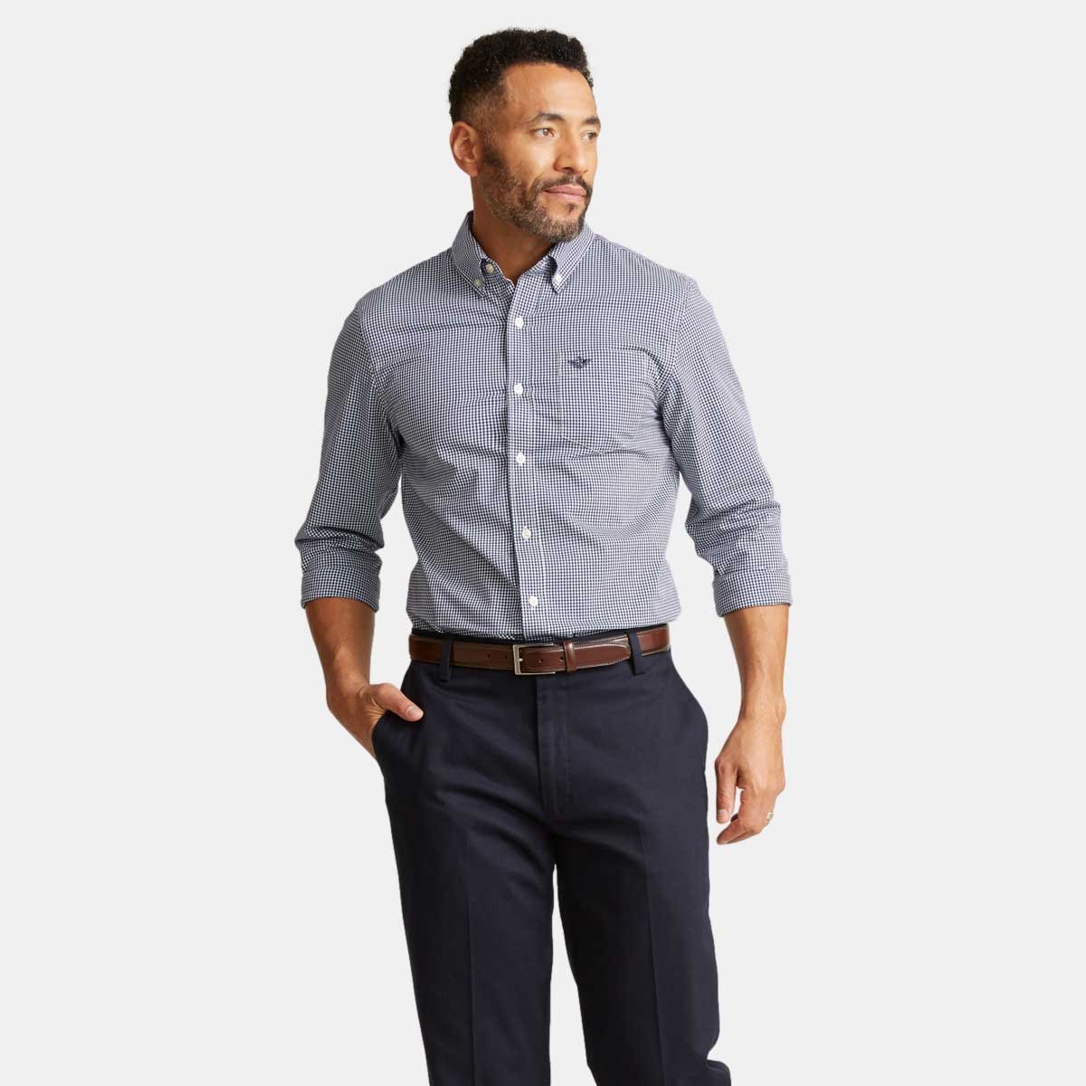 Camisa De Manga Larga De Ajuste Clásico Para Hombre Dockers Signature Comfort Flex (Estándar Y Grande Y Alto