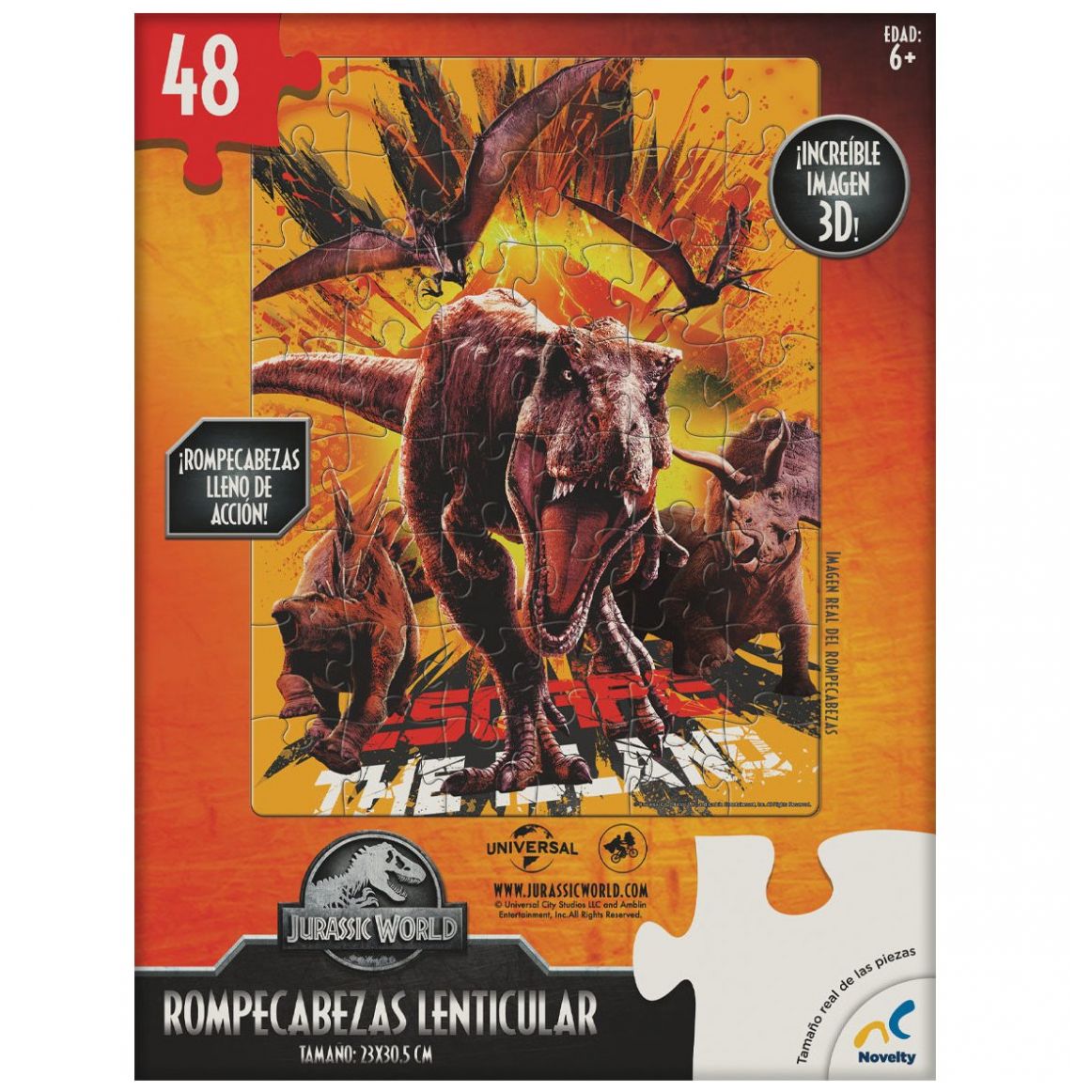 Rompecabezas Jurassic World Especial Lenticular 48 Piezas