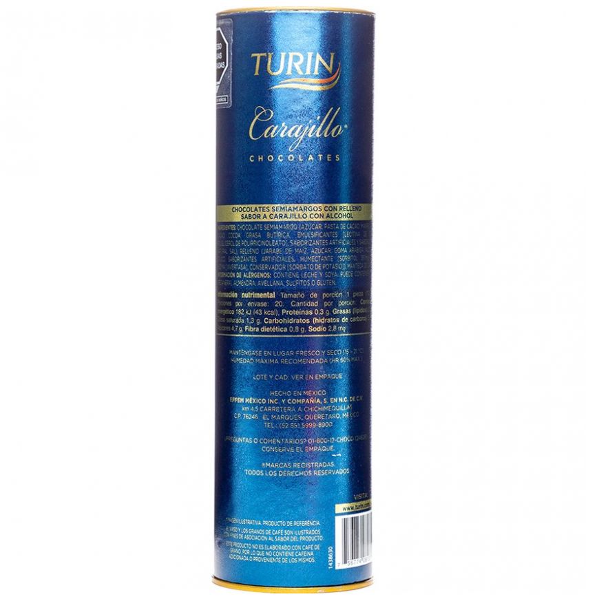 Tubo con Chocolates Sabor Carajillo 200 Grs Turin