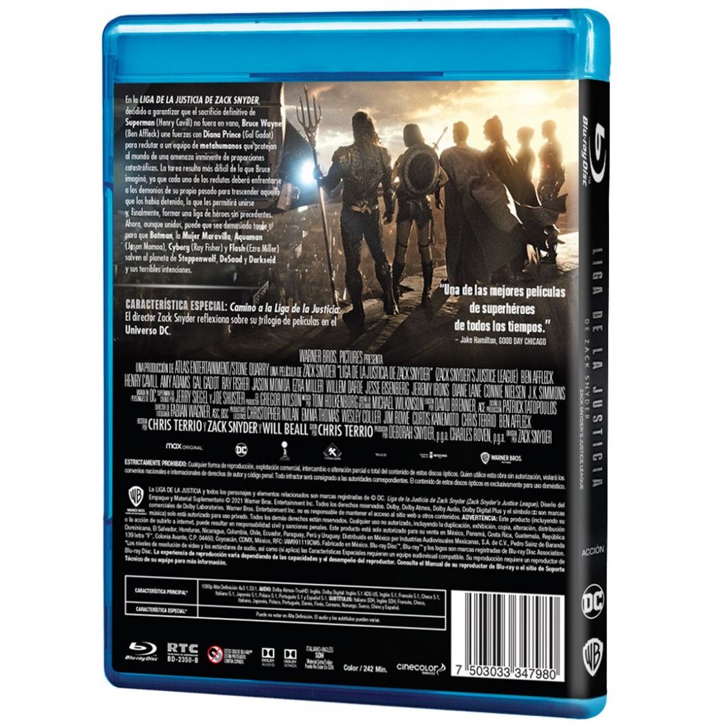Blu Ray Liga de la Justicia Snyder Cut