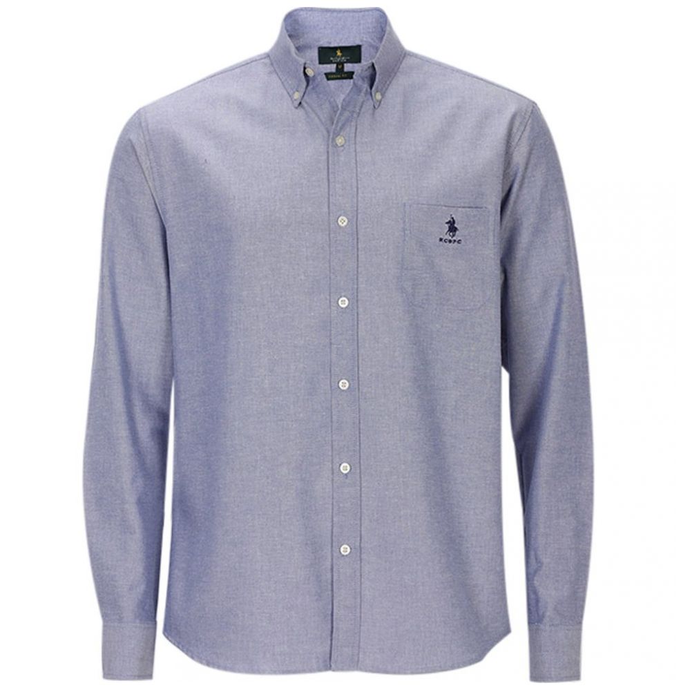 Camisa Manga Larga Básica Lisa Casual Oxford Polo Club para Hombre