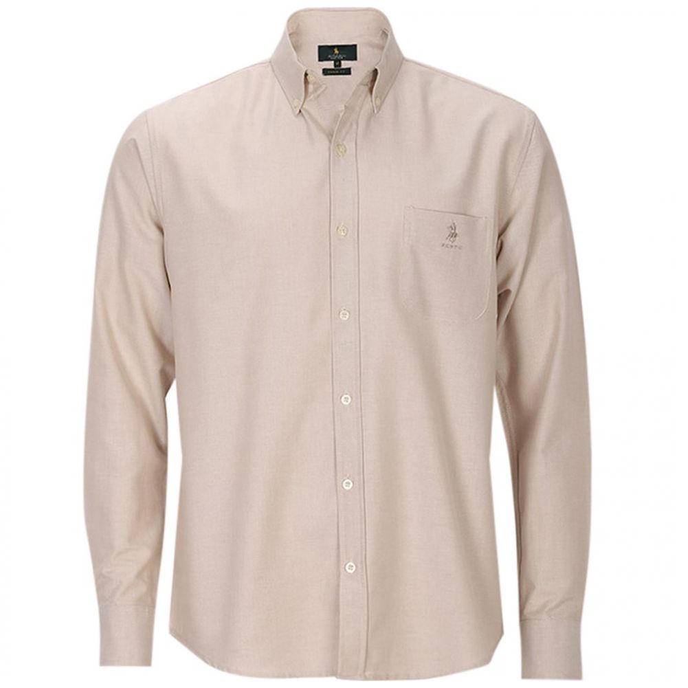 Camisa Manga Larga Básica Lisa Casual Oxford Polo Club para Hombre